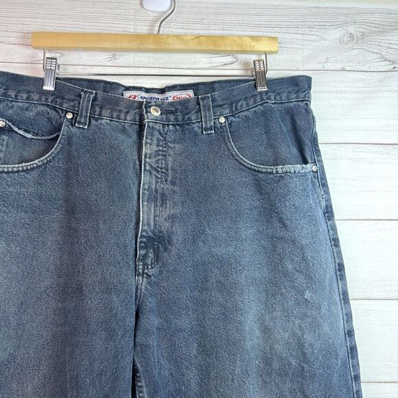Vintage Anchor Blue Wide Leg Baggy Dark Wash Jeans Cropped Sz 39”x24.5” Men Y2K - Picture 5 of 14